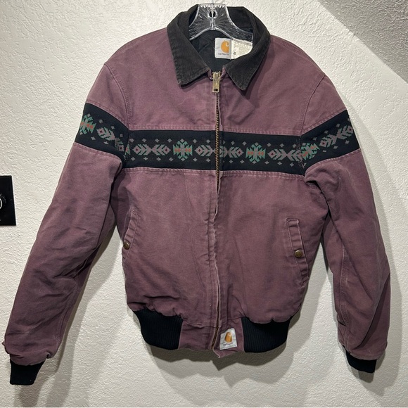 Rare Vintage Carhartt Aztec Damson Jacket 1994 JQ0457 Size Medium - Picture 1 of 6